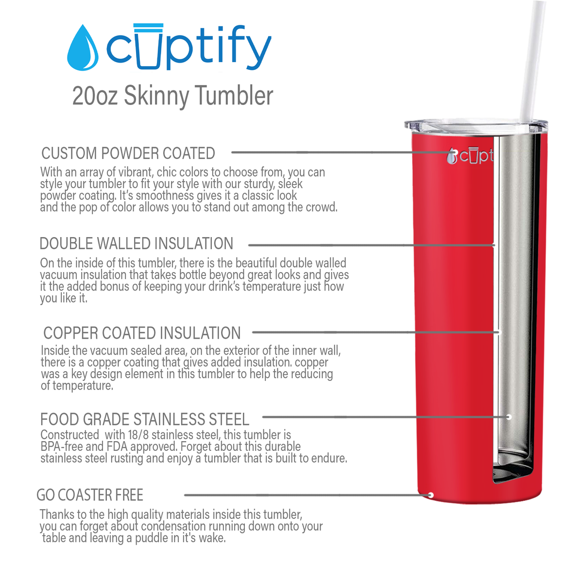  Red Gloss Skinny Tumbler
