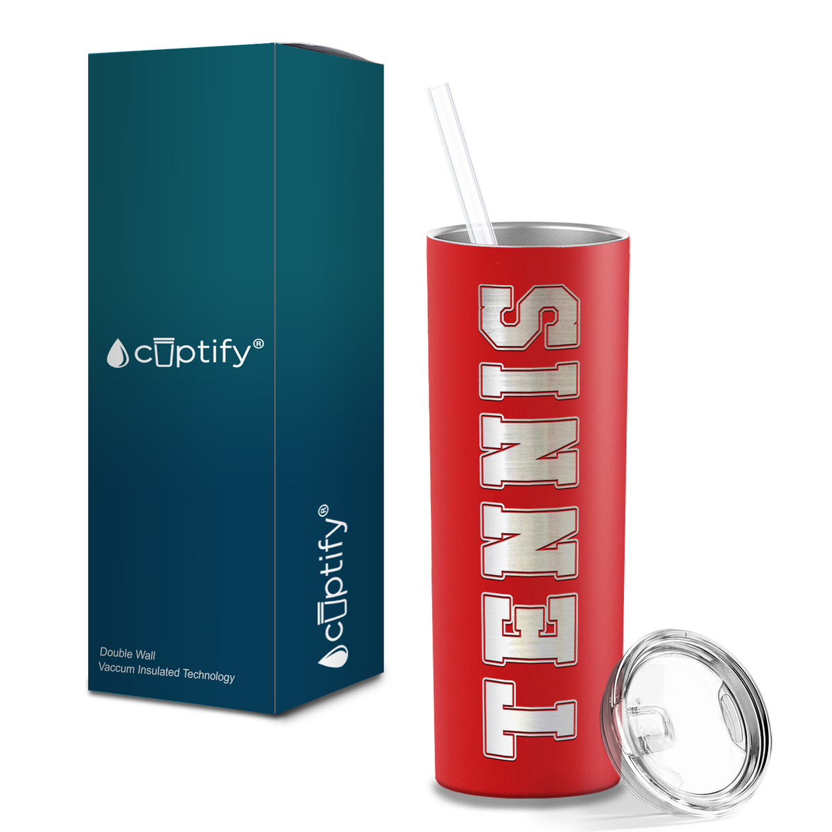 Tennis Laser Engraved on Stainless Steel Tennis Tumbler
