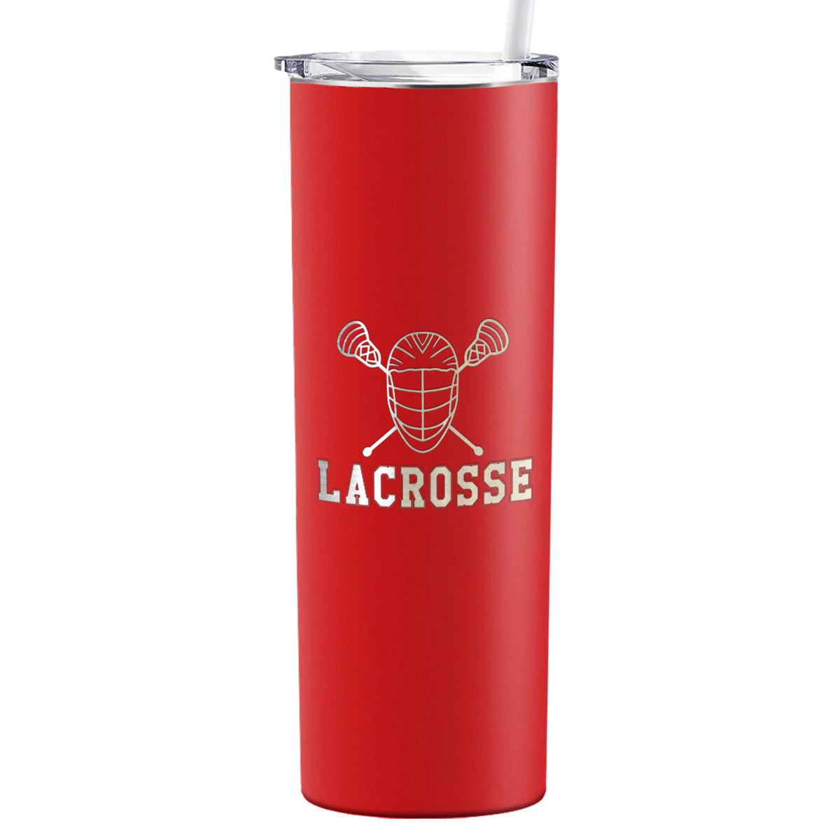 Lacrosse Mask and Sticks Laser Engraved on Stainless Steel Lacrosse Tumbler