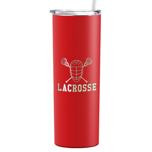 Lacrosse Mask and Sticks Laser Engraved on Stainless Steel Lacrosse Tumbler