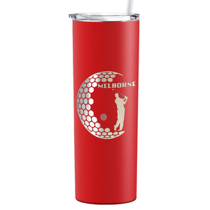 Personalized Golfer in Half Ball Laser Engraved on Stainless Steel Golf Tumbler