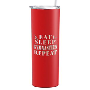 Eat Sleep Gymnastics Repeat Laser Engraved on Stainless Steel Gymnastics Tumbler