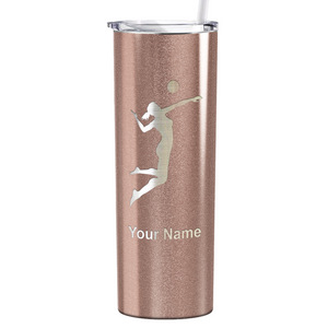 Personalized Volleyball Player Silhouette Laser Engraved on Stainless Steel Volleyball Tumbler