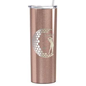 Personalized Women Golfer Laser Engraved on Stainless Steel Golf Tumbler