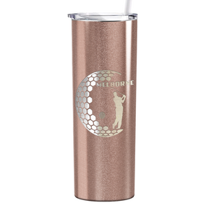 Personalized Golfer in Half Ball Laser Engraved on Stainless Steel Golf Tumbler