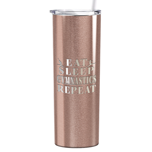 Eat Sleep Gymnastics Repeat Laser Engraved on Stainless Steel Gymnastics Tumbler