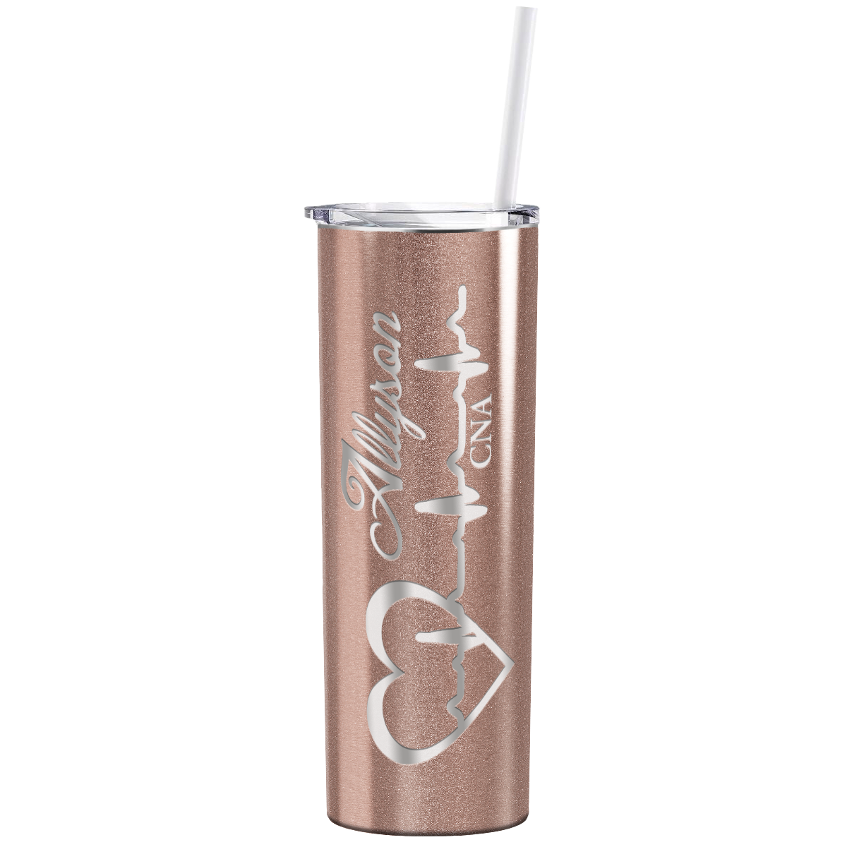 Personalized Nurse Laser Engraved 20oz Skinny Tumbler - Rose Gold