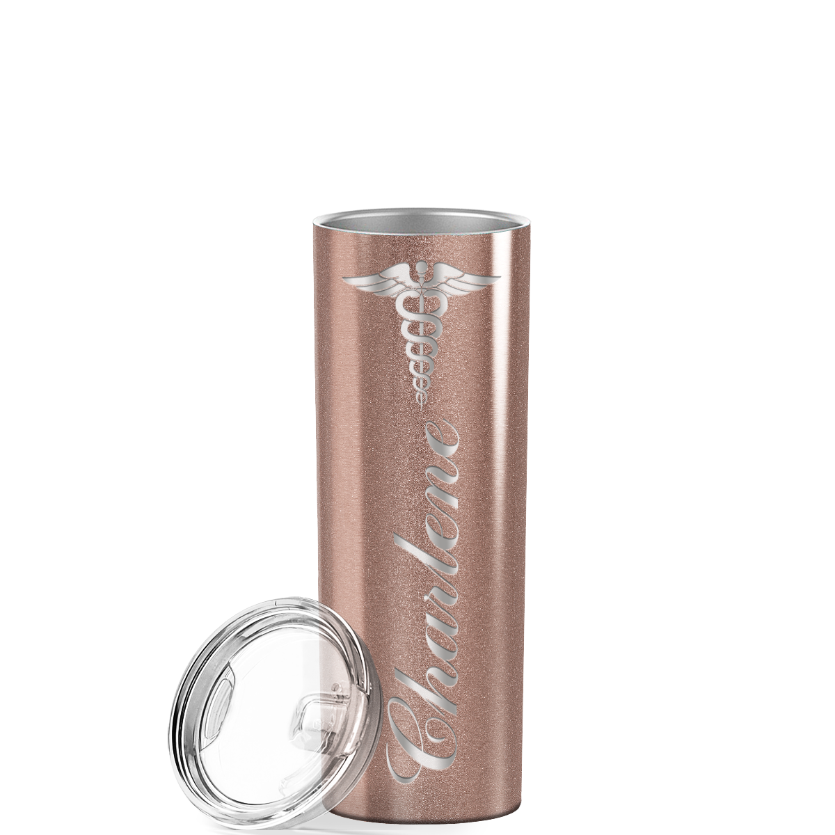 Personalized Nurse Laser Engraved 20oz Skinny Tumbler - Rose Gold