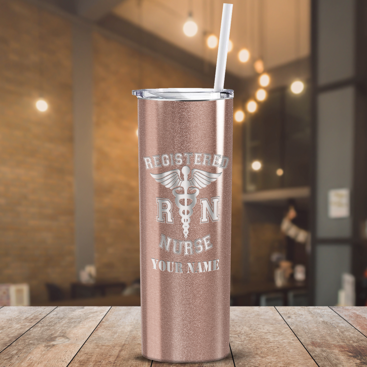 Personalized Nurse Laser Engraved 20oz Skinny Tumbler - Rose Gold