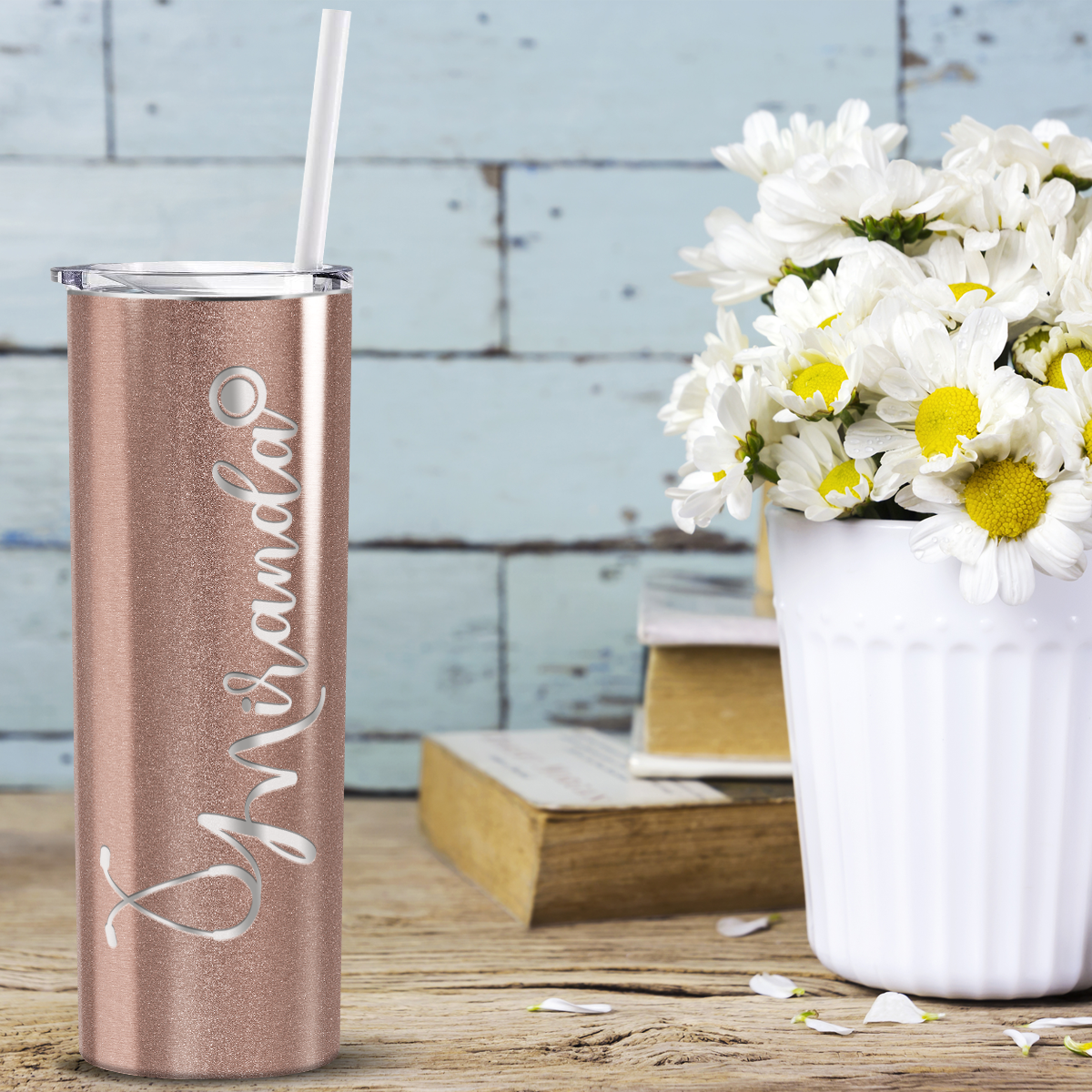 Personalized Nurse Laser Engraved 20oz Skinny Tumbler - Rose Gold