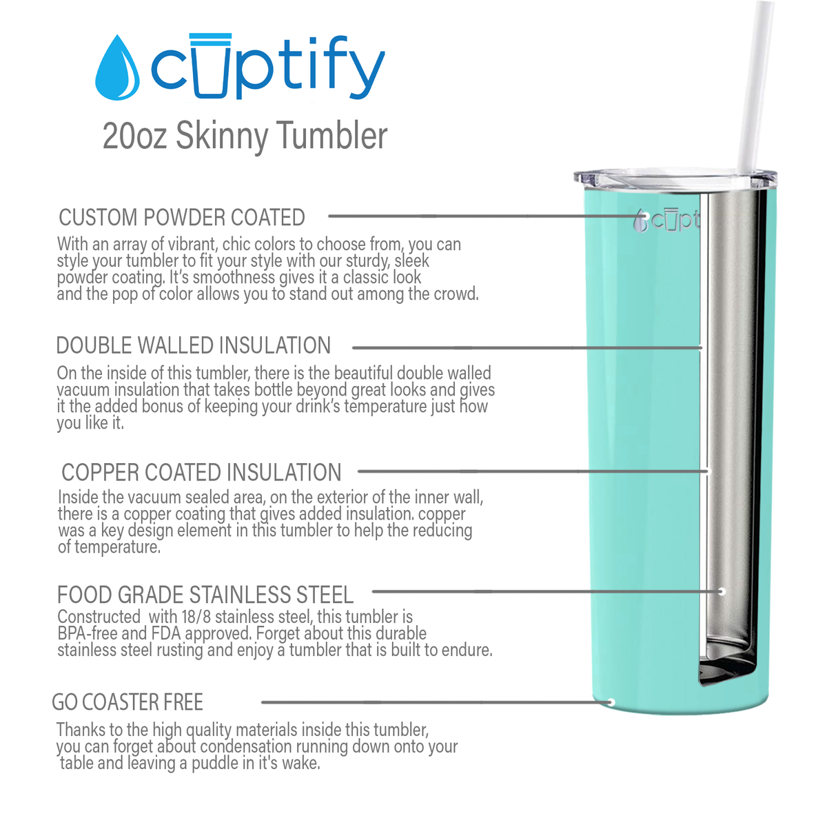  Seafoam Gloss Skinny Tumbler