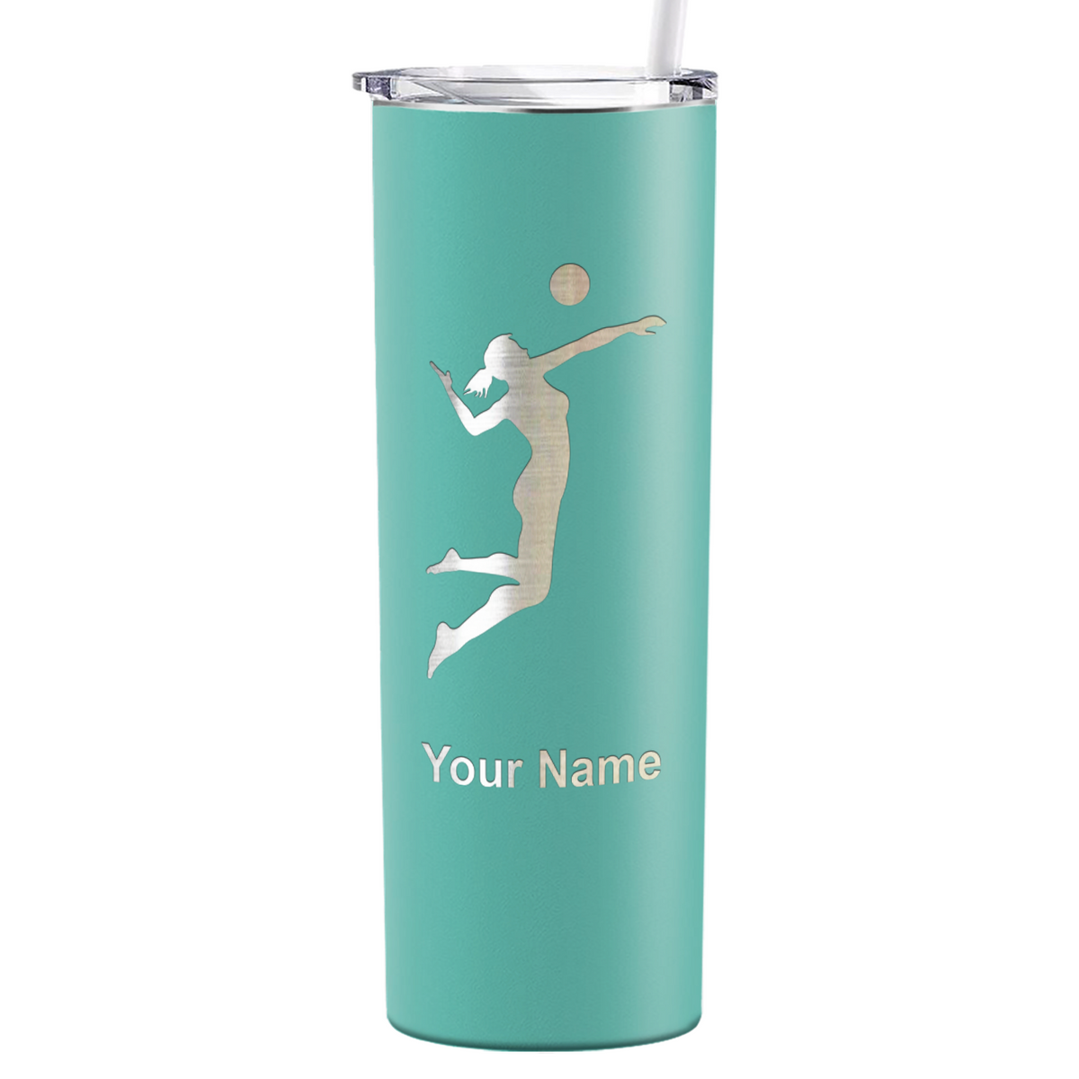 Personalized Volleyball Player Silhouette Laser Engraved on Stainless Steel Volleyball Tumbler