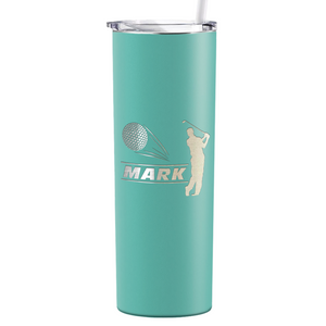 Personalized Golfer Laser Engraved on Stainless Steel Golf Tumbler