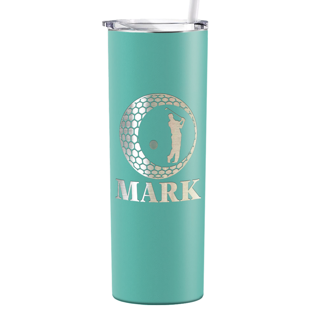 Personalized Golfer in Ball Laser Engraved on Stainless Steel Golf Tumbler