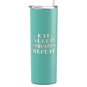 Eat Sleep Gymnastics Repeat Laser Engraved on Stainless Steel Gymnastics Tumbler