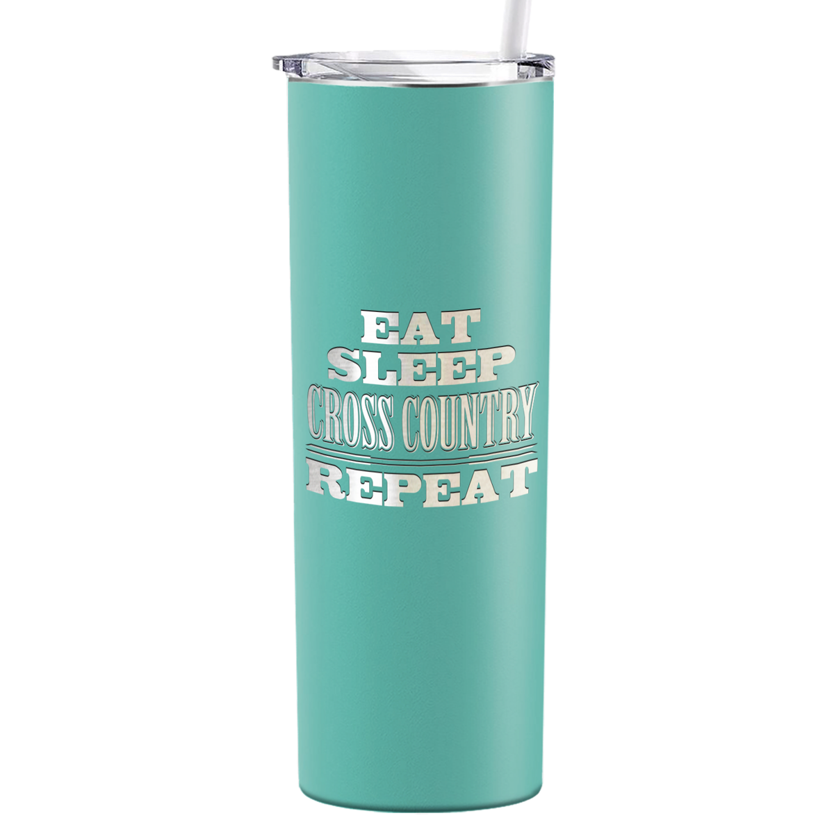 Eat Sleep Cross Country Repeat Laser Engraved on Stainless Steel Cross Country Tumbler