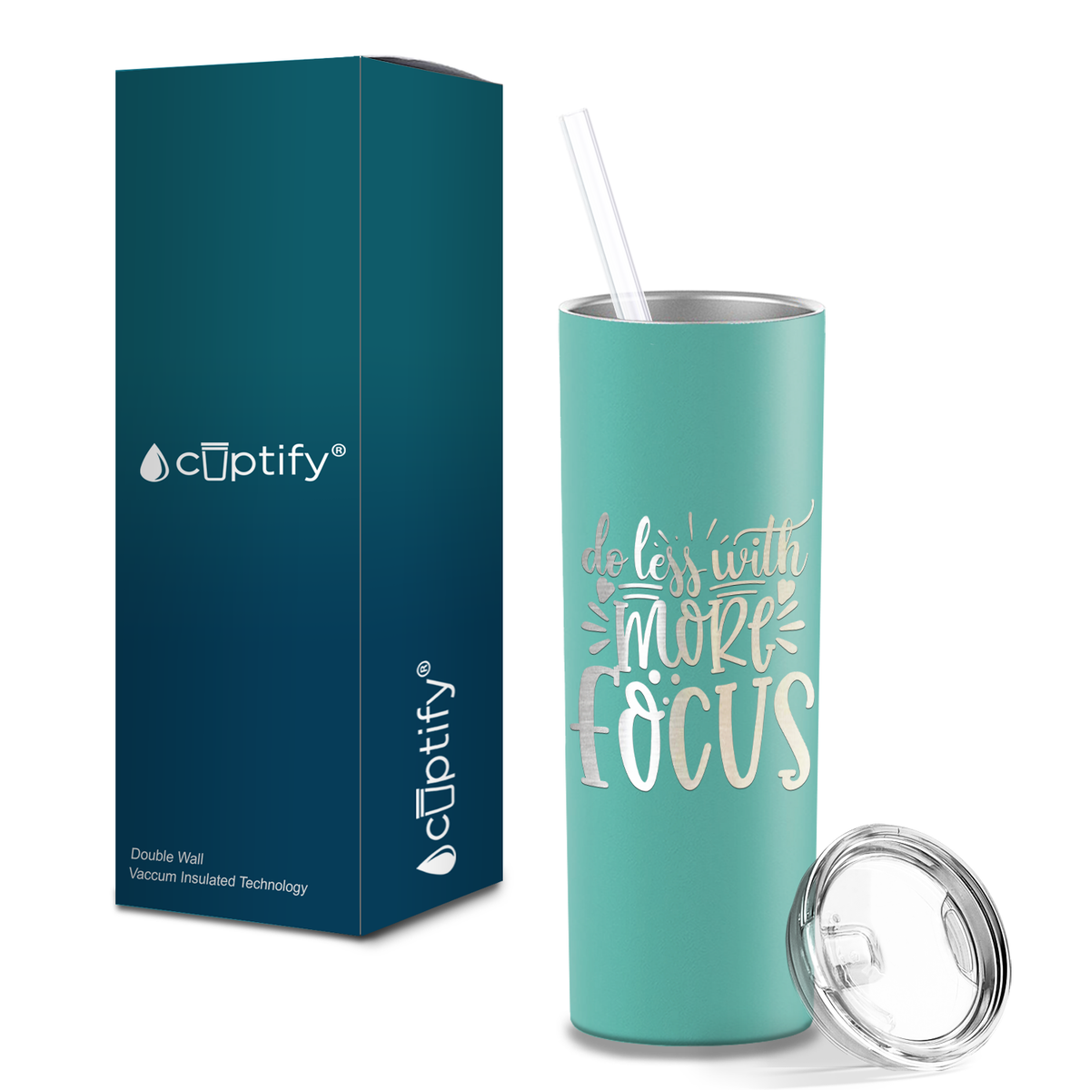 Do Less With More Focus Laser Engraved on Stainless Steel Motivational Tumbler