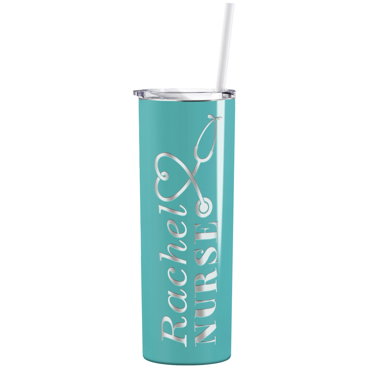 Personalized Nurse Laser Engraved 20oz Skinny Tumbler - Seafoam Gloss