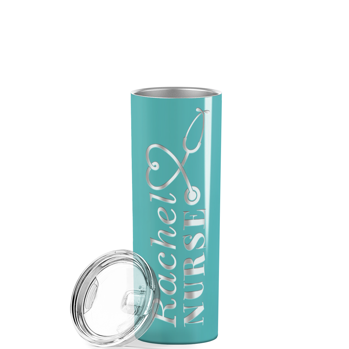Personalized Nurse Laser Engraved 20oz Skinny Tumbler - Seafoam Gloss