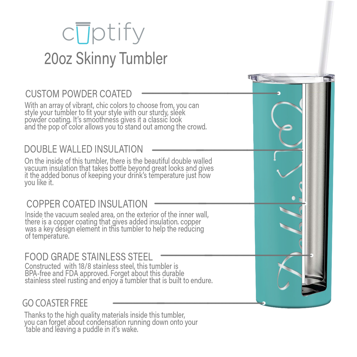 Personalized Nurse Laser Engraved 20oz Skinny Tumbler - Seafoam Gloss