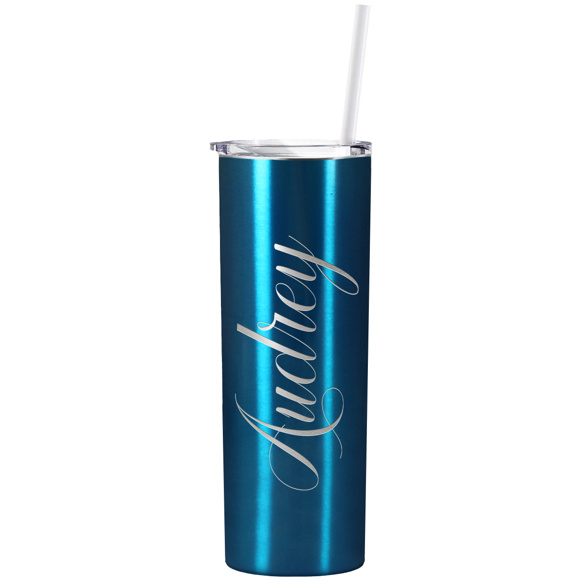 Personalized Engraved 20 oz Skinny 20oz Tumbler - Blue Translucent