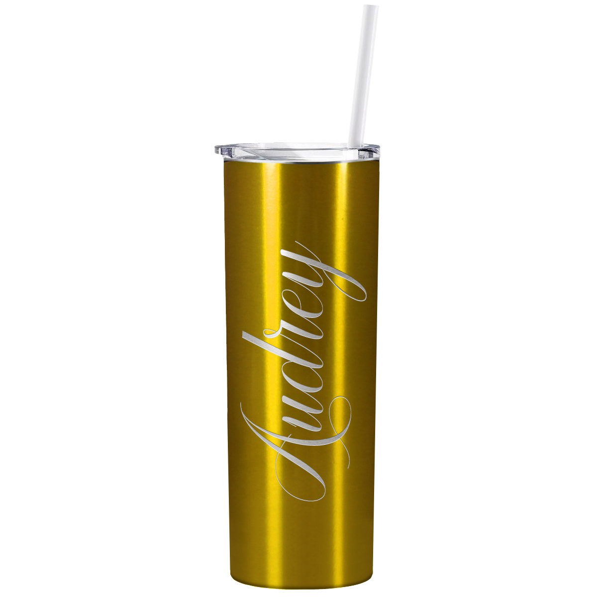 Personalized Engraved 20 oz Skinny 20oz Tumbler - Gold Translucent