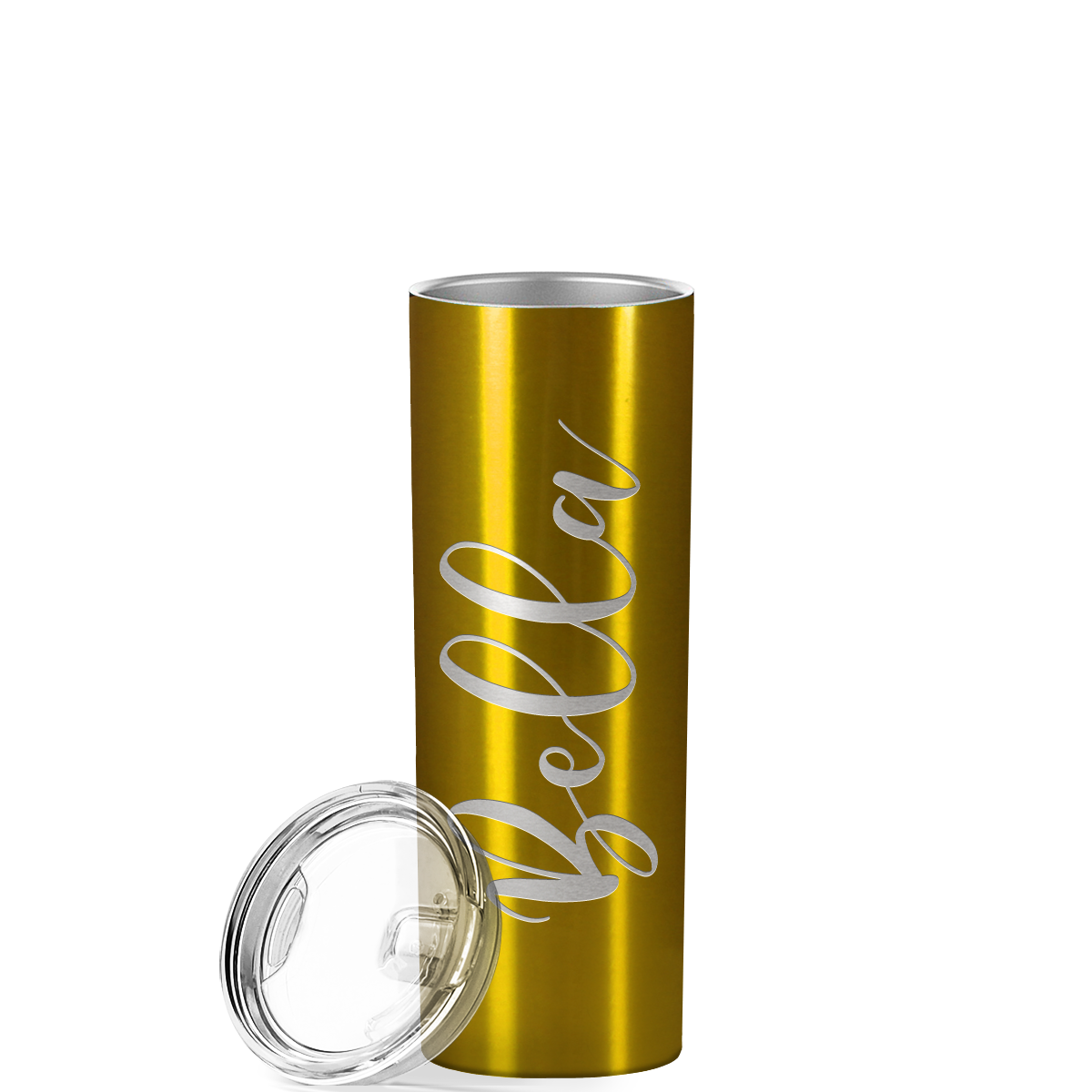 Personalized Engraved 20 oz Skinny 20oz Tumbler - Gold Translucent
