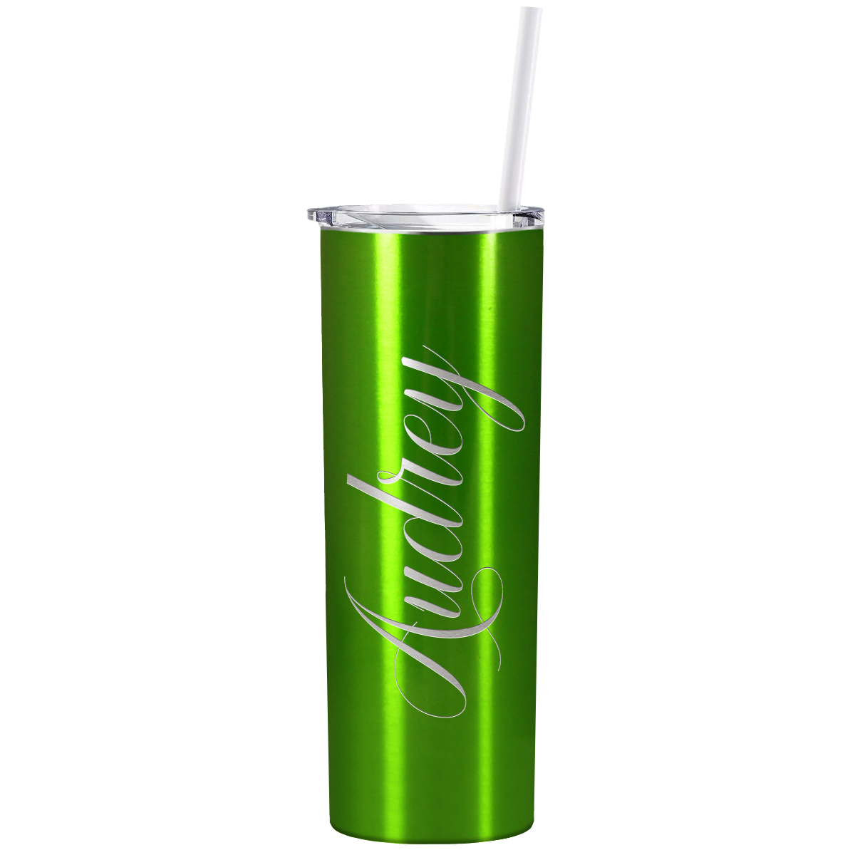 Personalized Engraved 20 oz Skinny 20oz Tumbler - Green Translucent