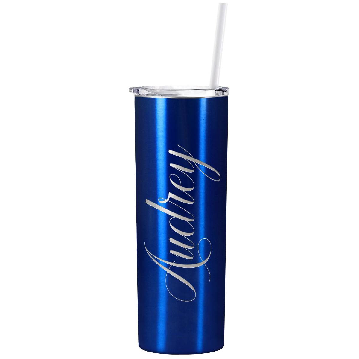 Personalized Engraved 20 oz Skinny 20oz Tumbler - Intense Blue Translucent