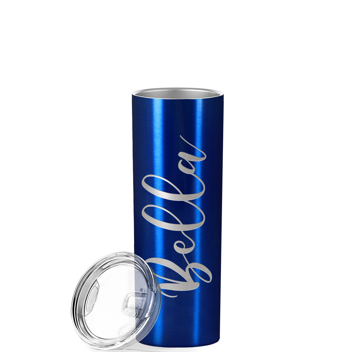 Personalized Engraved 20 oz Skinny 20oz Tumbler - Intense Blue Translucent