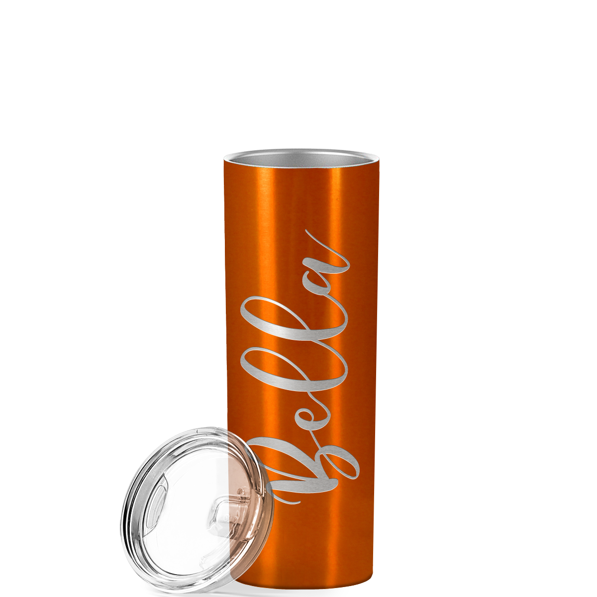 Personalized Engraved 20 oz Skinny 20oz Tumbler - Orange Translucent
