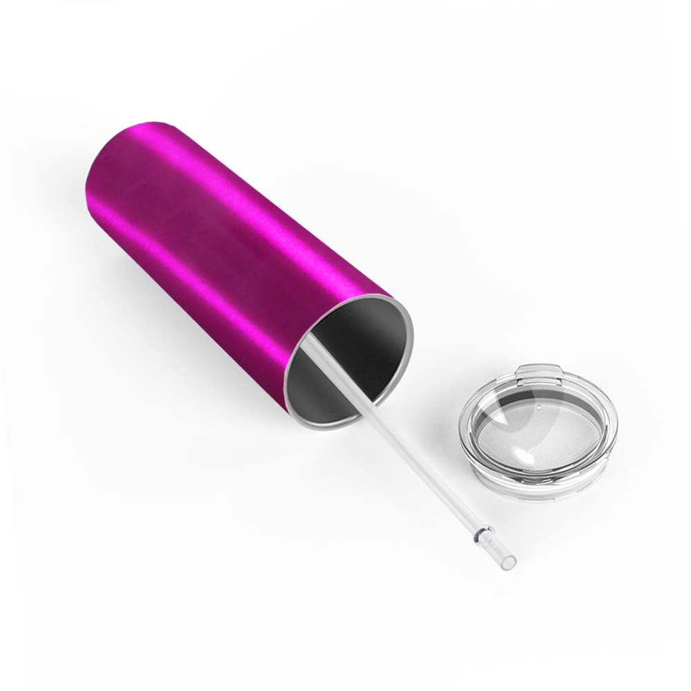 Personalized Engraved 20 oz Skinny 20oz Tumbler - Pink Translucent