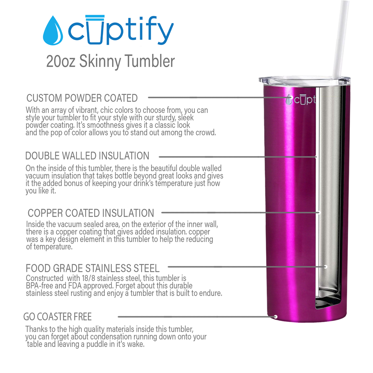  Pink Translucent Skinny Tumbler