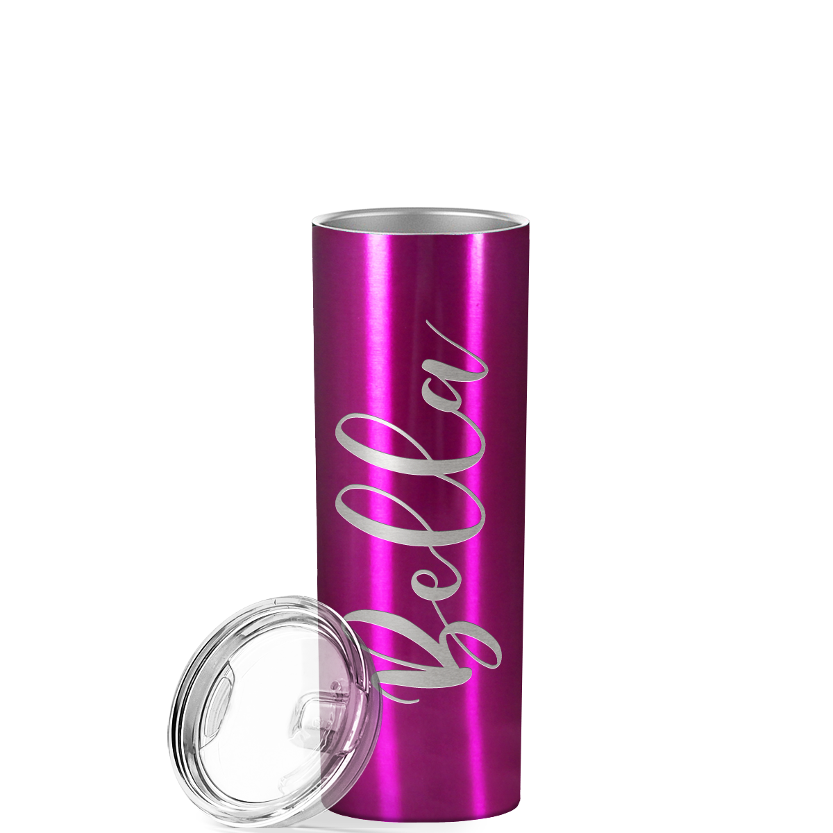 Personalized Engraved 20 oz Skinny 20oz Tumbler - Pink Translucent