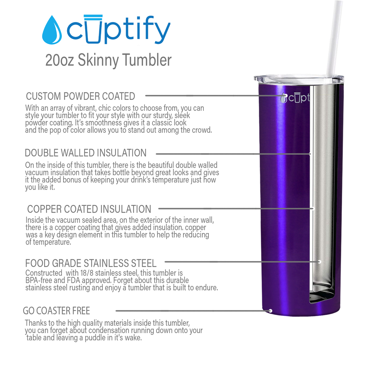  Purple Translucent Skinny Tumbler