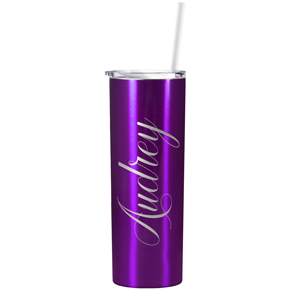 Personalized Engraved 20 oz Skinny 20oz Tumbler - Raspberry Translucent