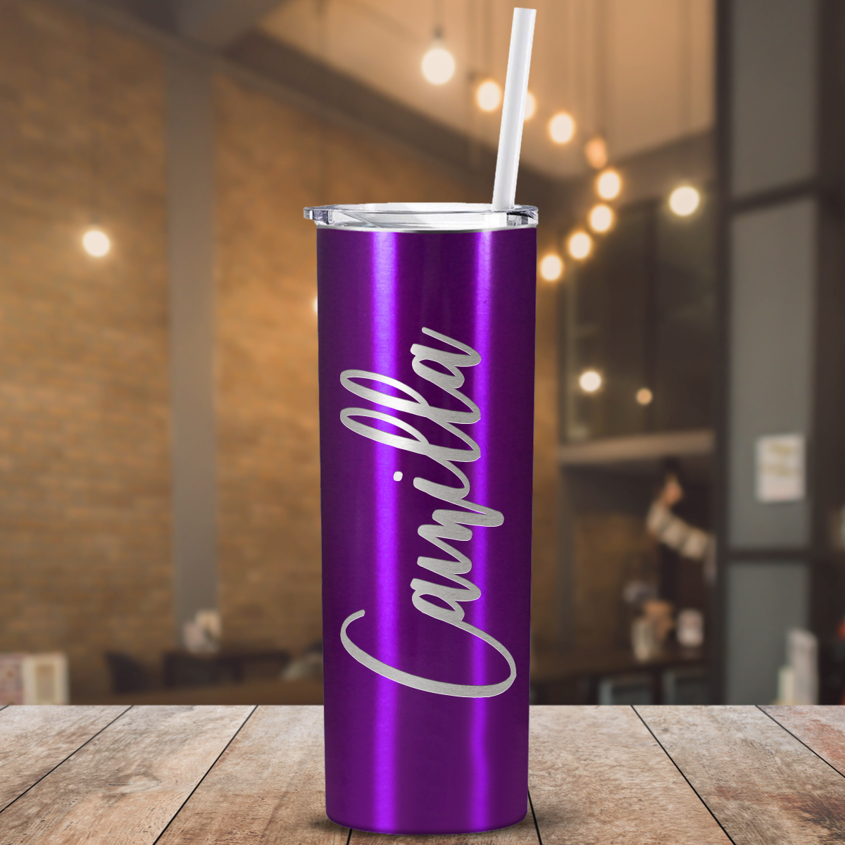 Personalized Engraved 20 oz Skinny 20oz Tumbler - Raspberry Translucent