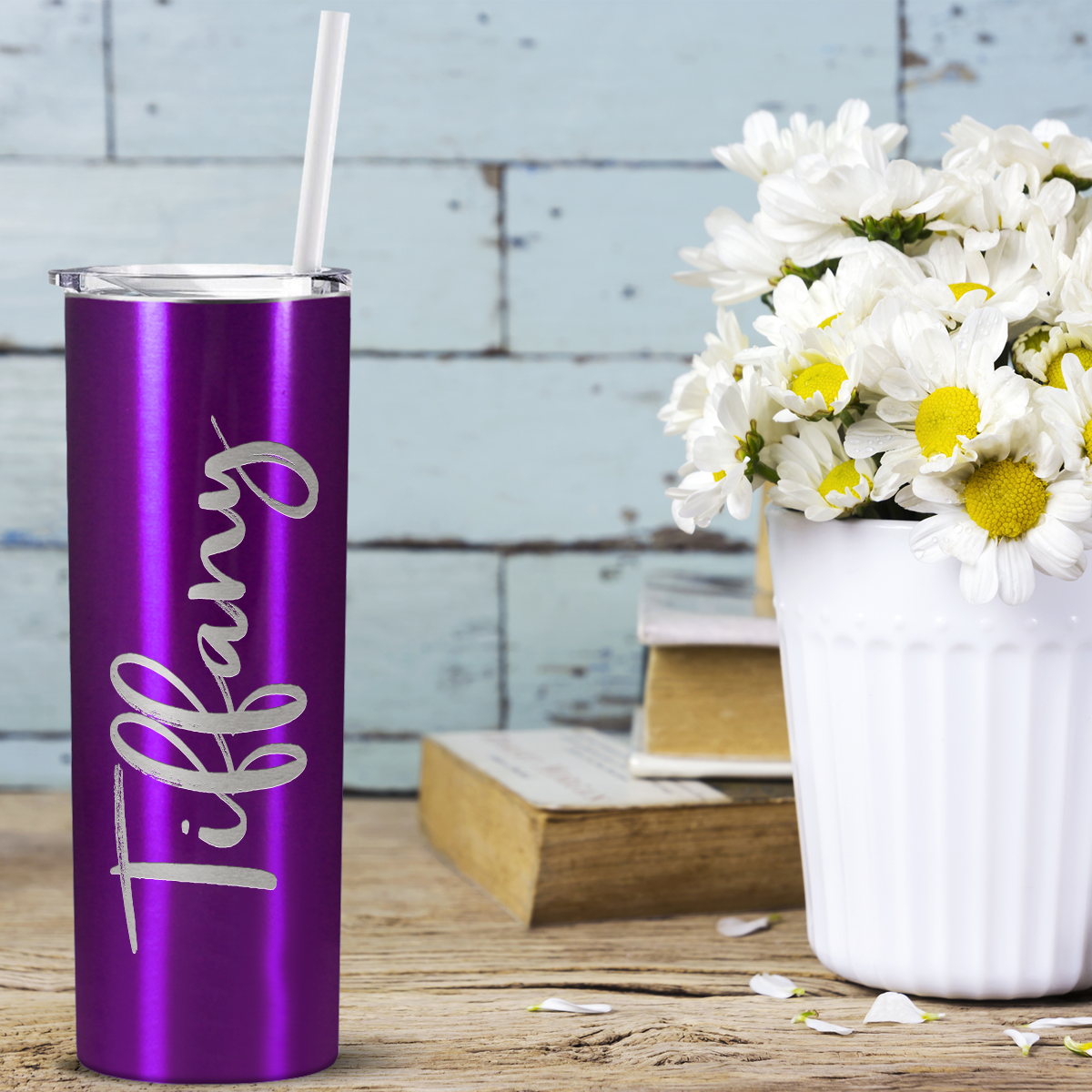 Personalized Engraved 20 oz Skinny 20oz Tumbler - Raspberry Translucent