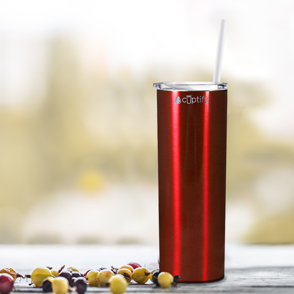  Red Translucent Skinny Tumbler
