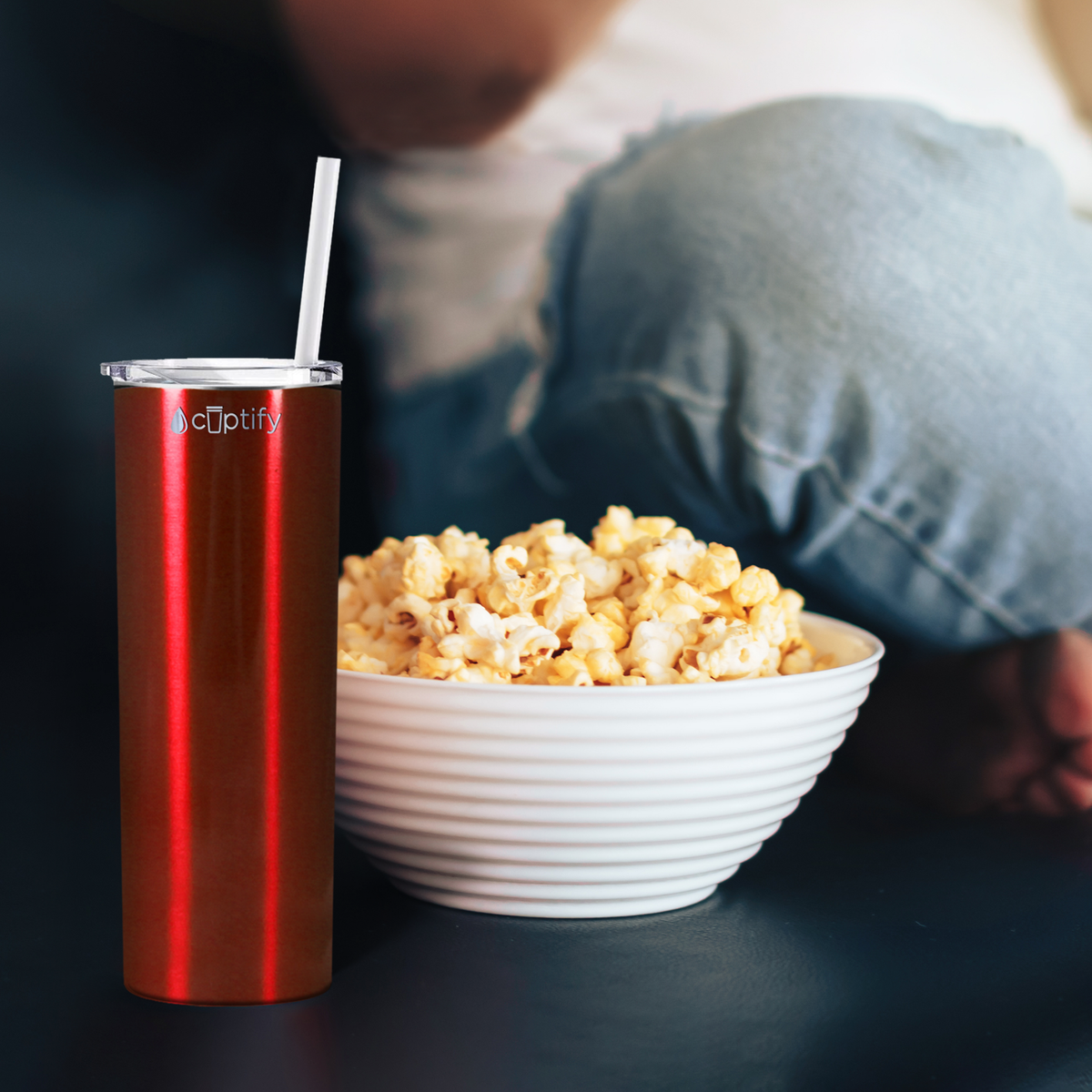  Red Translucent Skinny Tumbler