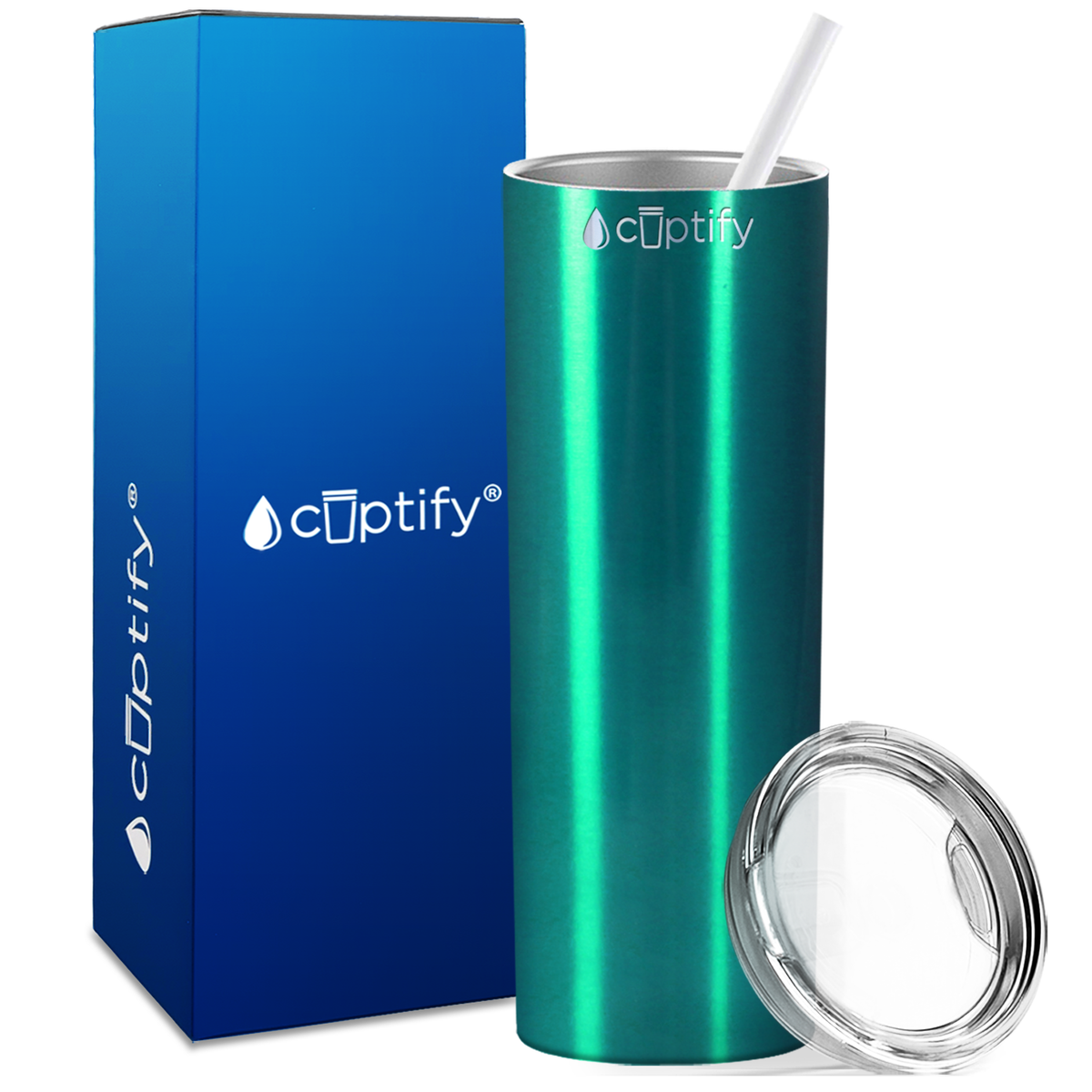  Teal Translucent Skinny Tumbler