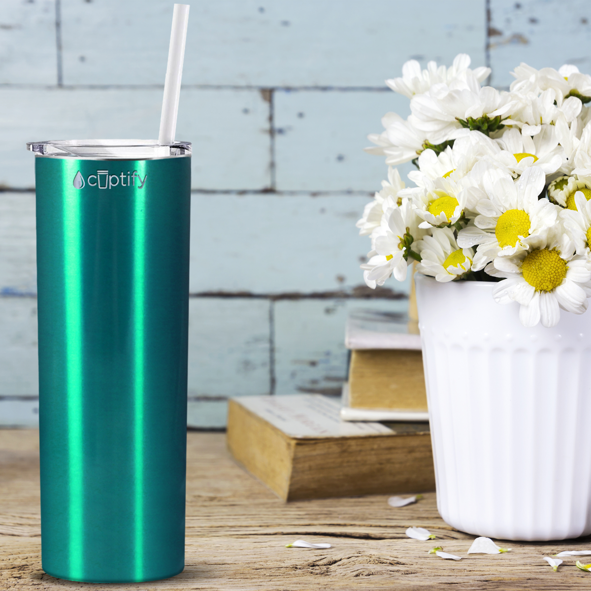  Teal Translucent Skinny Tumbler