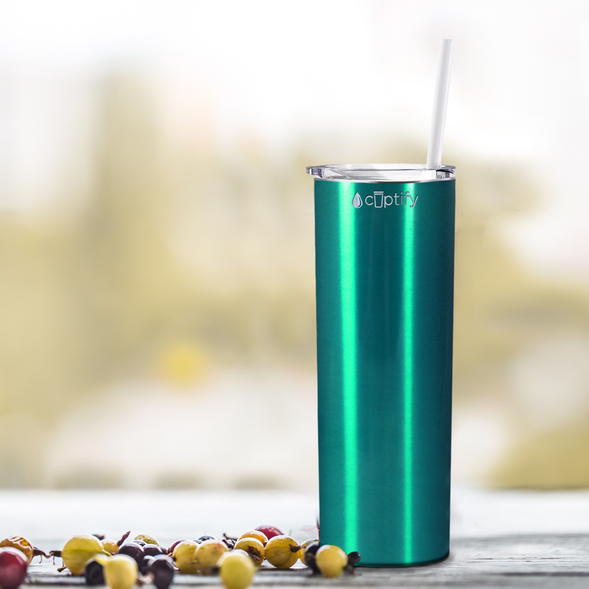  Teal Translucent Skinny Tumbler