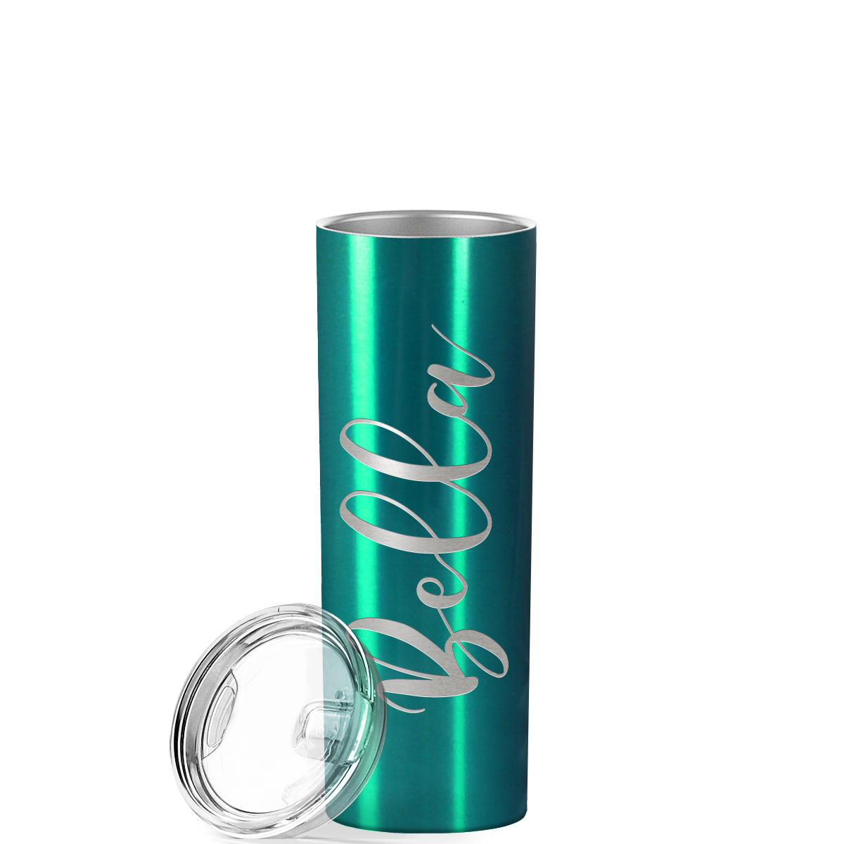 Personalized Engraved 20 oz Skinny 20oz Tumbler - Teal Translucent
