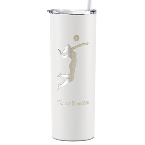 Personalized Volleyball Player Silhouette Laser Engraved on Stainless Steel Volleyball Tumbler