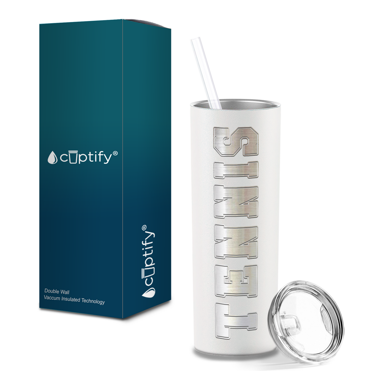 Tennis Laser Engraved on Stainless Steel Tennis Tumbler