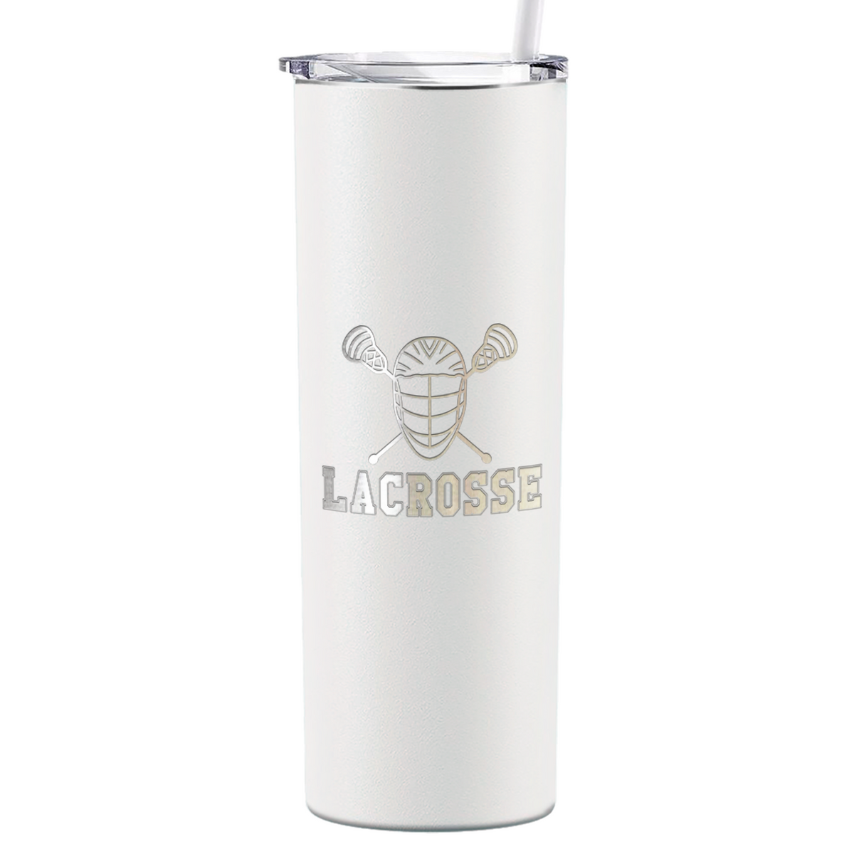 Lacrosse Mask and Sticks Laser Engraved on Stainless Steel Lacrosse Tumbler