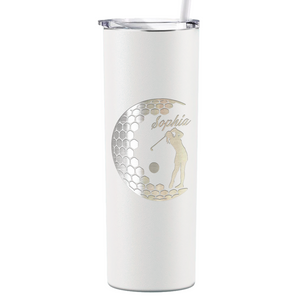 Personalized Women Golfer Laser Engraved on Stainless Steel Golf Tumbler