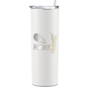 Personalized Golfer Laser Engraved on Stainless Steel Golf Tumbler