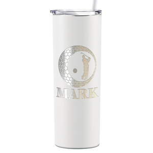 Personalized Golfer in Ball Laser Engraved on Stainless Steel Golf Tumbler